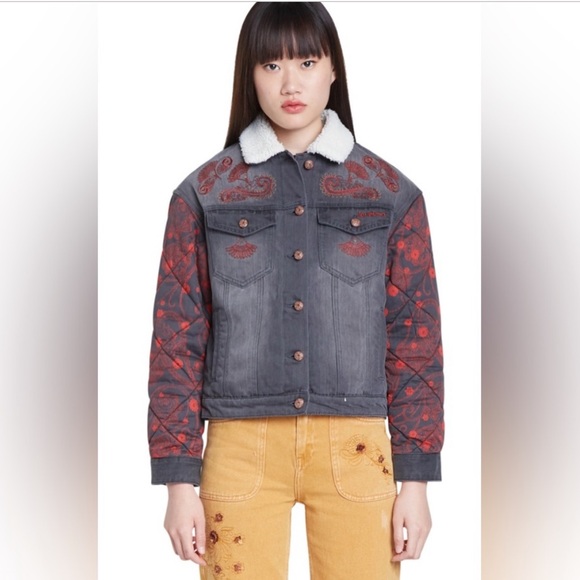 NWT Desiguel Denim Sherpa bomber jacket original price $309 - Picture 4 of 7